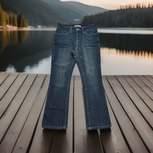 Lee Perfect Fit Bootcut Jeans Petite 8P (28x27) Dark Wash Blue Stretch Womens - Picture 1 of 9